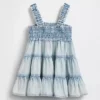 Abito a balze in denim per neonata