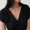Abito camicia in garza di cotone con vita bassa