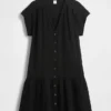 Abito camicia in garza di cotone con vita bassa