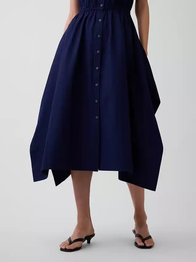 Abito camicia in popeline con orlo a fazzoletto