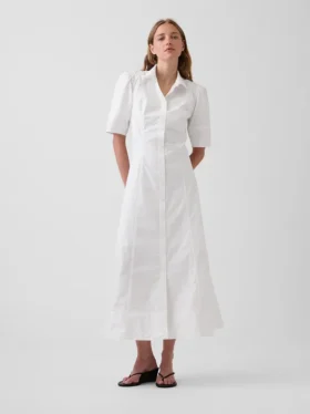 Abito camicia lungo con maniche a campana