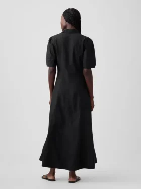 Abito camicia lungo con maniche a campana