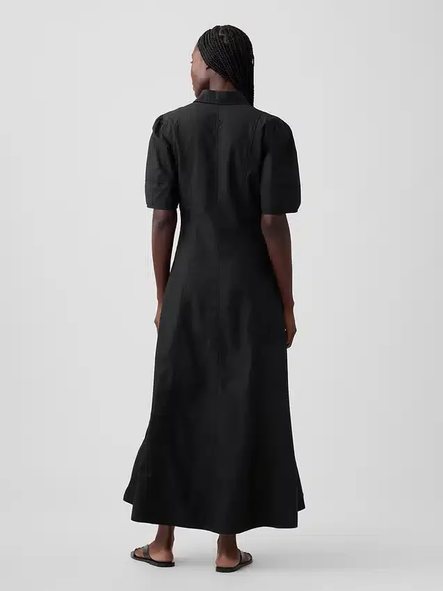 Abito camicia lungo con maniche a campana