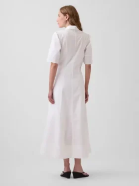 Abito camicia lungo con maniche a campana