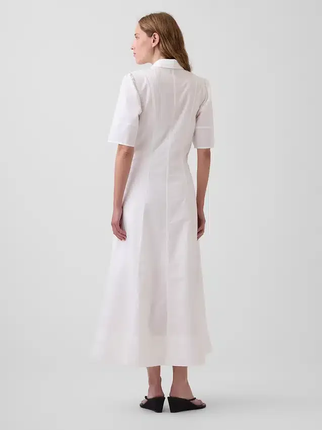 Abito camicia lungo con maniche a campana