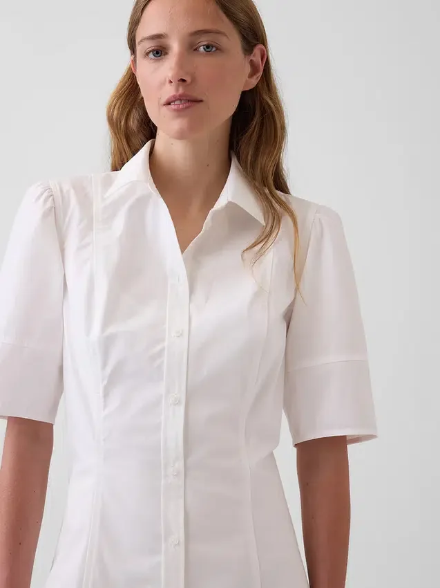 Abito camicia lungo con maniche a campana