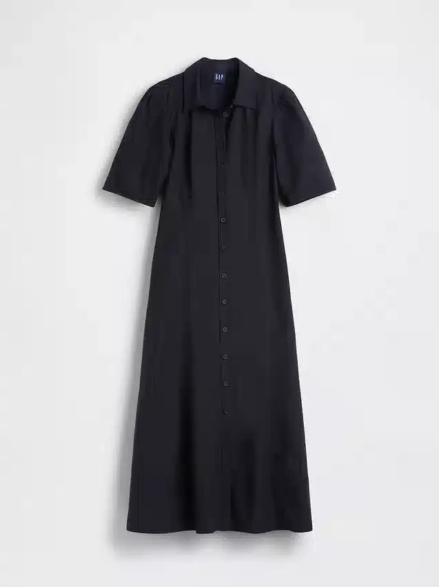 Abito camicia lungo con maniche a campana