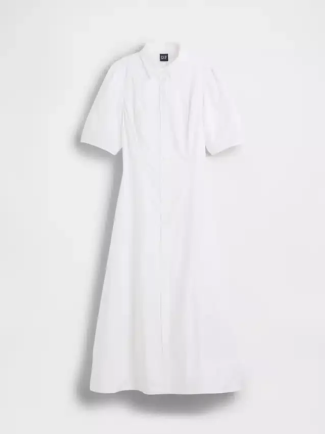 Abito camicia lungo con maniche a campana