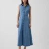 Abito-camicia lungo in denim morbidissimo