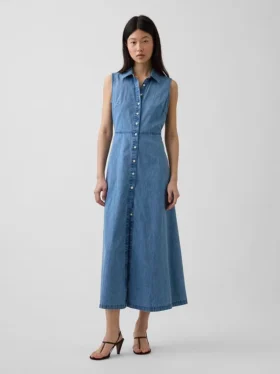 Abito-camicia lungo in denim morbidissimo