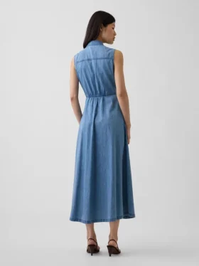 Abito-camicia lungo in denim morbidissimo