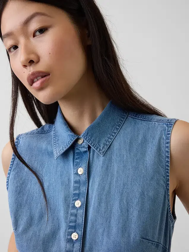 Abito-camicia lungo in denim morbidissimo