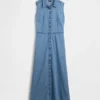 Abito-camicia lungo in denim morbidissimo