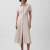 Abito camicia midi in misto lino