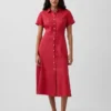 Abito camicia midi in misto lino