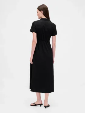 Abito camicia midi in misto lino