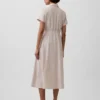 Abito camicia midi in misto lino