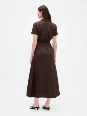 Abito camicia midi in misto lino
