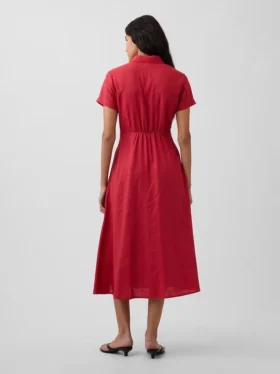 Abito camicia midi in misto lino
