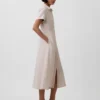 Abito camicia midi in misto lino