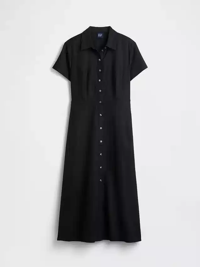 Abito camicia midi in misto lino