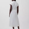 Abito camicia midi in popeline con vita stretta