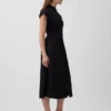 Abito camicia midi in popeline con vita stretta