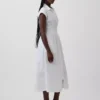 Abito camicia midi in popeline con vita stretta