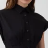 Abito camicia midi in popeline con vita stretta