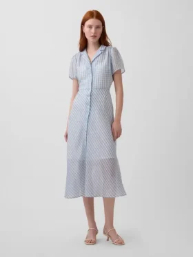 Abito camicia midi trasparente