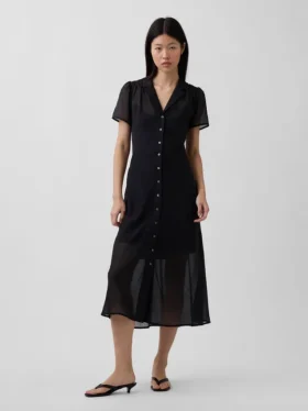 Abito camicia midi trasparente
