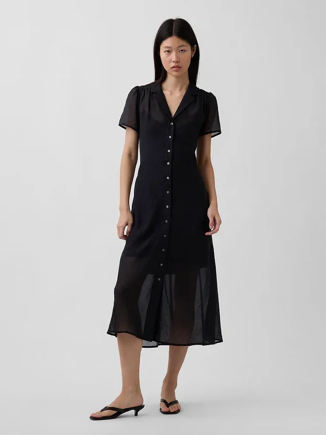 Abito camicia midi trasparente
