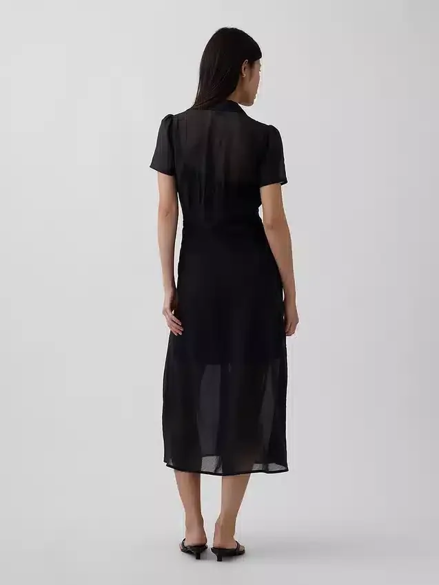 Abito camicia midi trasparente