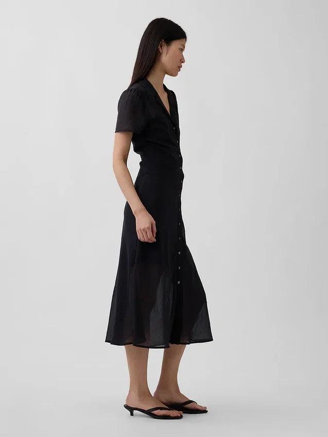 Abito camicia midi trasparente