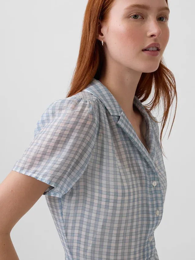 Abito camicia midi trasparente