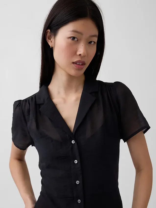 Abito camicia midi trasparente