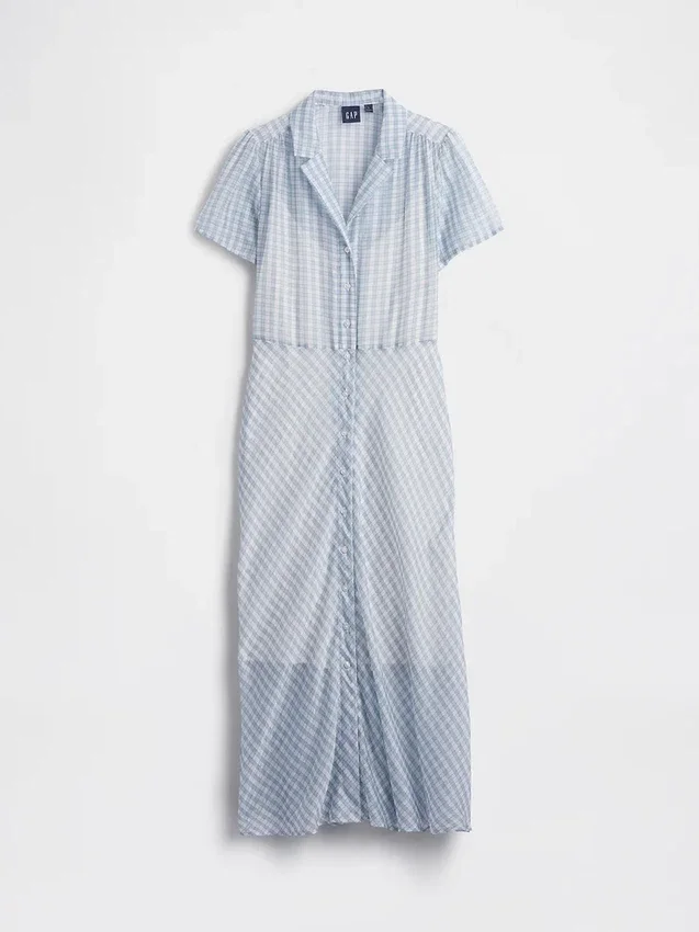 Abito camicia midi trasparente
