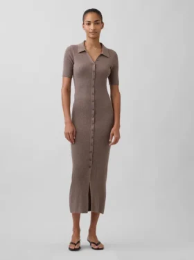 Abito cardigan midi CashSoft con collo a costine