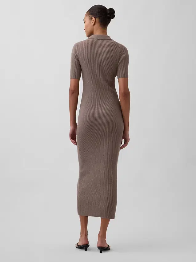 Abito cardigan midi CashSoft con collo a costine