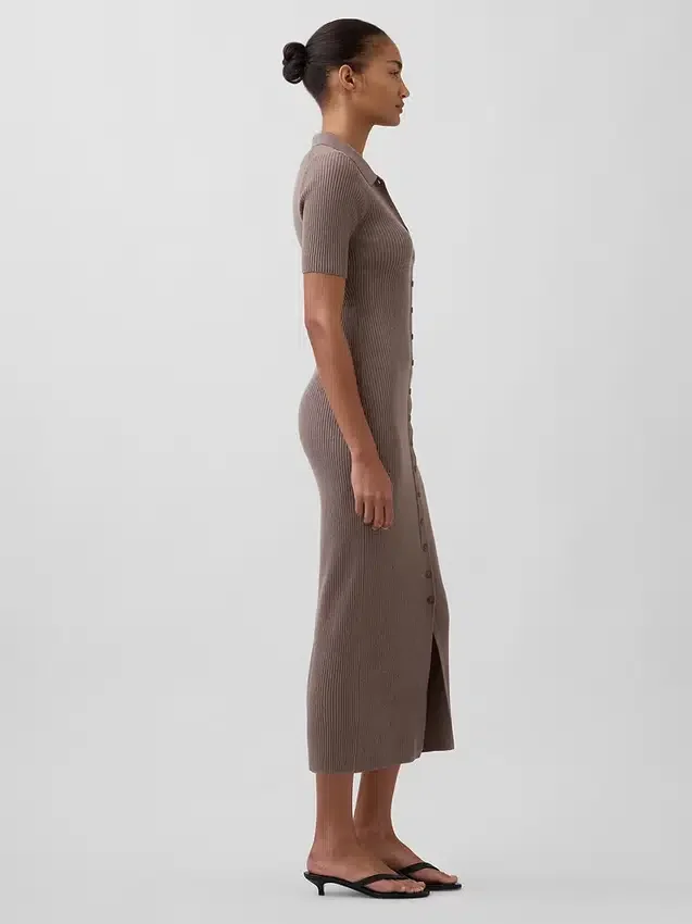 Abito cardigan midi CashSoft con collo a costine