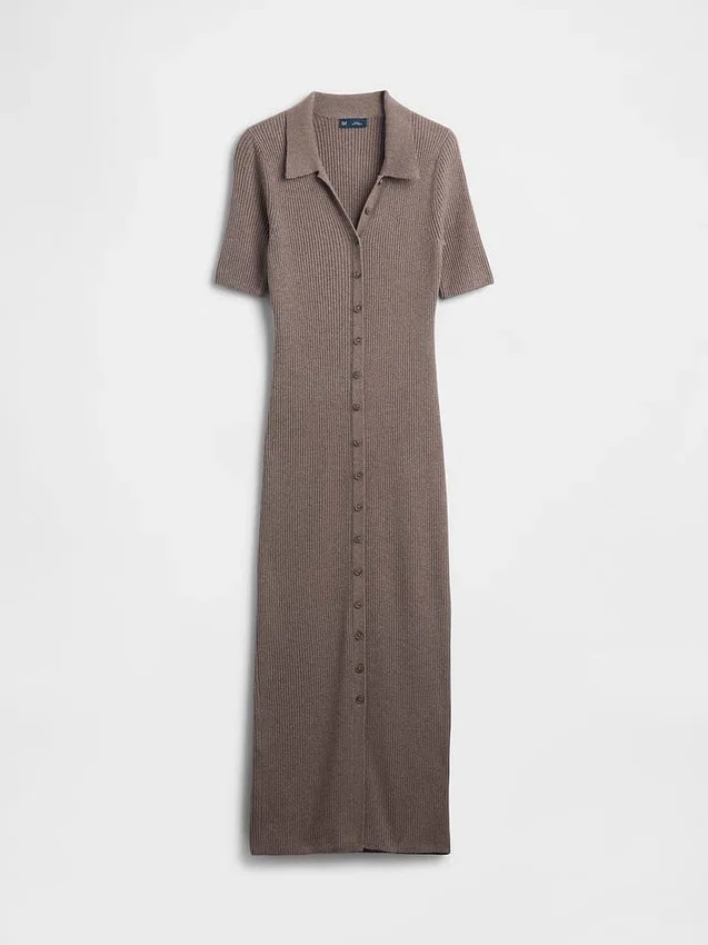 Abito cardigan midi CashSoft con collo a costine