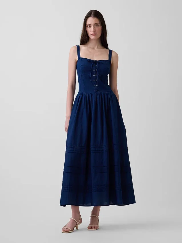 Abito lungo a corsetto con allacciatura