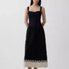 Abito lungo a corsetto con vita bassa in misto lino