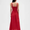 Abito lungo a corsetto con vita bassa in misto lino