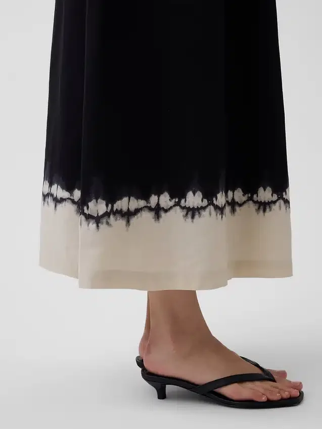 Abito lungo a corsetto con vita bassa in misto lino
