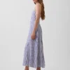 Abito lungo con scollo all’americana in misto lino