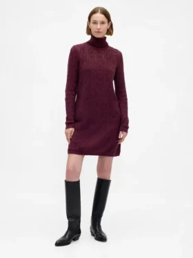 Abito maglione a collo alto in punto Pointelle CashSoft