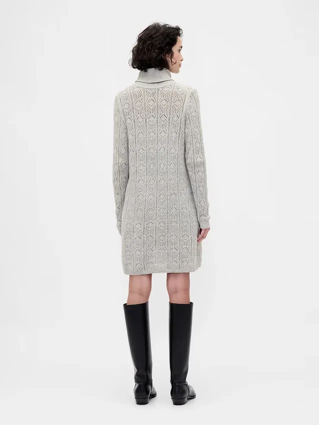 Abito maglione a collo alto in punto Pointelle CashSoft