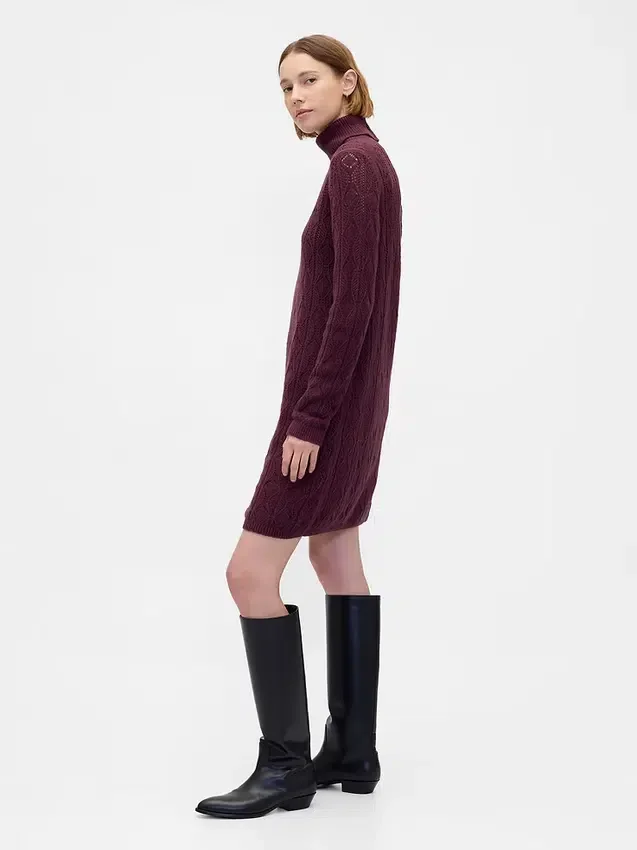 Abito maglione a collo alto in punto Pointelle CashSoft