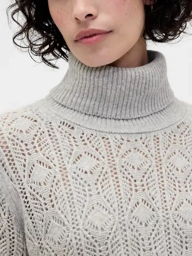 Abito maglione a collo alto in punto Pointelle CashSoft